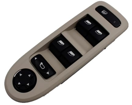Interruptor de control maestro de potencia eléctrica para espejo retrovisor, color negro y beige, compatible con Peugeot 98060866(Yellow)