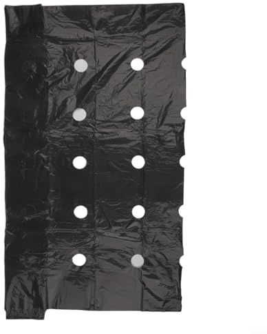 Besttoolifes Pellicola di pacciamatura perforata in PE con fori per piantare da 40 mm, copertura per terreno di controllo delle erbacce da 10 m, in plastica nera, per aiuole e aiuole, umidità del