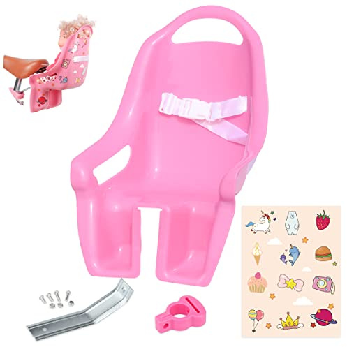 AVASTA Puppenfahrradsitz für Kinderfahrrad mit DIY-Einhorn-Aufklebern, Babypuppen-Fahrradträger, Rosa