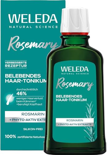 WELEDA Rosmarin Haartonikum 100ml verbesserte Rezeptur vegan Bio Kopfhaut | Naturkosmetik Haarwasser hilft bei dünner werdendem Haar kräftigeres Haar gesunde Kopfhaut vegan neue Formel Tonikum Spray
