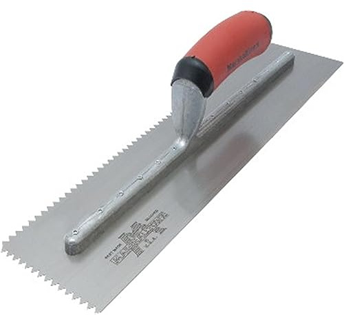 MARSHALLTOWN 1/4 x 3/16 Two-Sided V-Shaped Notched Trowel, USA Made 16x4 Inch Riveted Tiling Trowel, 708SD