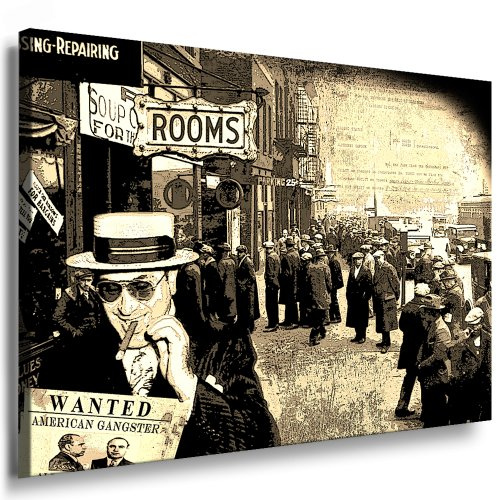 fotoleinwand24 Wandbild Al Capone (American Gangster) Bild - 100x70cm k. Poster ! Bild fertig auf Keilrahmen ! Pop Art Wandbild zur Dekoration - Deko