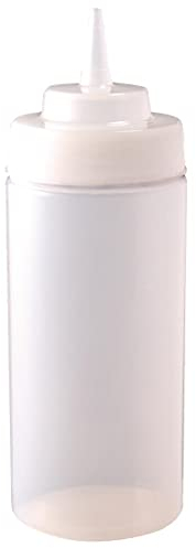 Vogue Clear Wide Neck Squeeze Sauce Bottle 454 ml/16 oz, White & Clear, Polyethylene, Refillable Sauce Bottle, Ketchup Mustard Squeeze Bottle, E092