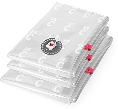 Compactor - Lot de 3 sacs de rangement sous vide – 2 tailles M 90 x 55 cm + 1 taille L 100 x 80cm - Rangement sous vide pour vêtements, couettes et oreillers