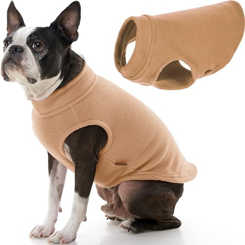 GOOBY Stretch fleeceväst hundtröja – sand, stor – varm pullover fleece hundjacka – vinterhundkläder för små hundar pojke eller flicka – hundtröjor för små hundar till hundtröjor för stora hundar