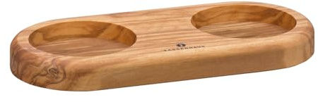 Zassenhaus Mühlenuntersetzer für Gewürzmühlen aus Olivenholz und in der Farbe Olivenholz, Durchmesser 6cm, 036022 | Ablagefläche für Pfeffer- und Salzstreuer, zeitloses Design, 17×8×1, 5 cm, nachhaltige Forstwirtschaft