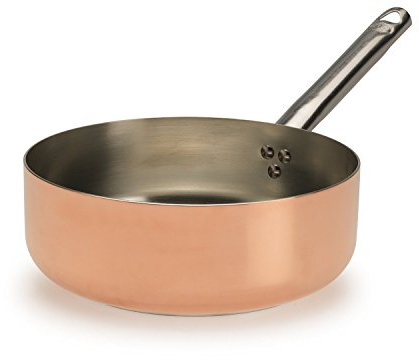 Pentole Agnelli ALCU107PI28 Niedriger Auflauf, verzinntes Kupfer mit doppeltem Boden zur Induktion, mit röhrenförmigem Edelstahlgriff, 28 cm