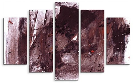 5 teiliges Wandbild auf Leinwand (Gesamt: H: 100cm B: 160cm) Keilrahmenbild Canvas Fotodruck Leinwandbild Leinwanddruck Kunstdruck Wandbild rot braun schwarz weiß gemalt