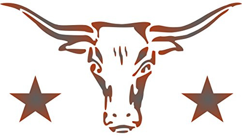 Longhorn-Schablone – 30,5 x 16,5 cm (M) – wiederverwendbare Kuh-Stier-Schädel Texas Bauernhof, Tiere, Rinder, Wand-Schablone