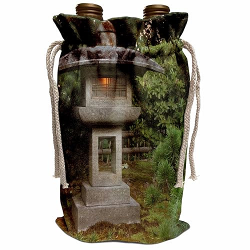 3dRose Stone lantern in Portland Japanese Garden, USA - US38 WSU0159 - William Sutton Wine Bag