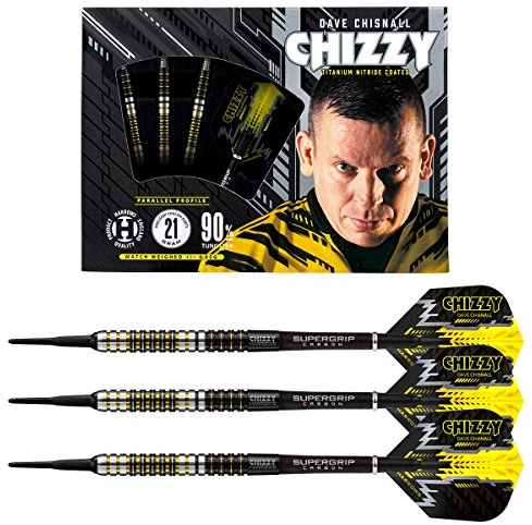 Harrows Soft Darts Dave Chisnall Chizzy 90% Tungsten Softtip Dart Softdart Hochwertiger Tungsten Dart mit Schäften und Flights (22 Gramm)
