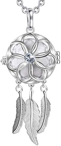 AEONSLOVE Collier Bola de Grossesse Attrape-rêves avec Mélodie Douce Cadeau Femme Enceinte Bijoux Future Maman, 2 Chaînes