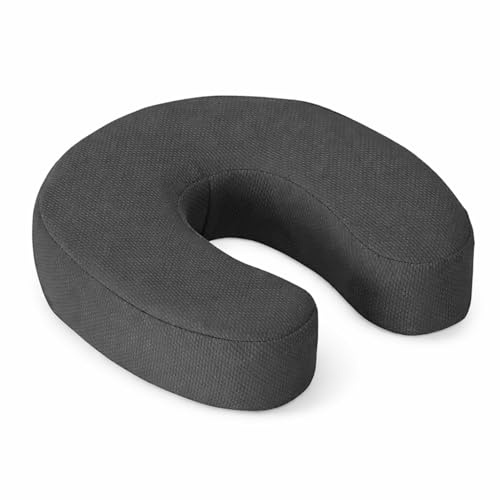 VIRSUS Cuscino Cervicale Memory Foam ortopedico 2587, misura 27x25x8 cm, cuscino per il collo da viaggio con zip, sfoderabile, ideale per relax in auto treno aereo (Grigio Scuro)