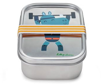 Lilliputiens - Lunch box Super Marius - Fiambrera de acero inoxidable con tapa asegurada con elástico - Mantiene los alimentos listos - Ideal para la escuela y salidas - Desde 2 años - 84469
