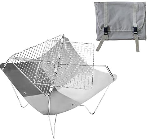 TIYASTUN Griglia portatile per barbecue, barbecue all'aperto, braciere portatile per campeggio, barbecue da campeggio pieghevole portatile, braciere portatile in acciaio inox