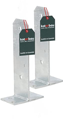 KOTARBAU® 2er Set Pfostenträger Verstellbar U-Form U-Pfostenträger zum Aufschrauben Bodenplatte Feuerverzinkt Stützenfuß Universal Länge 215 mm Vierkantholzpfosten Anker