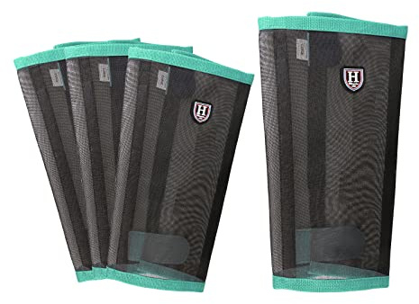 Harrison Howard Leggings holgados para caballo, transpirables, resistentes al desgarro, protectores de piernas de malla fina, botas cómodas para moscas (juego de 4), color menta, talla S