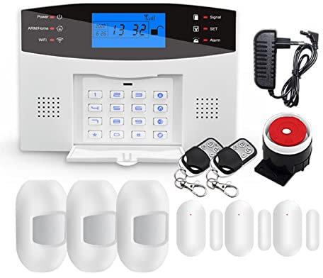 Wireless Security Burglar GSM Home Security Alarm System LCD Screen 433MHz Wireless Wired Detector House Burglar Host Tuya APP Control Put security at your fingertips (Color : Option E, Size : Engli