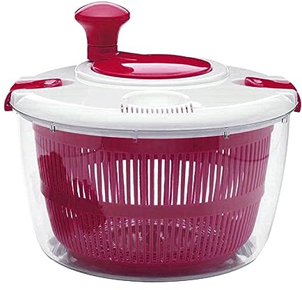 tacery Salad Spinner Medium | Manual Salad Spinner | Lettuce Spinner Fruit Washer Vegetable Dryer | Kitchen Tools Salad Spinners With Clear Serving Bowl, Colander Basket