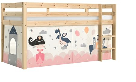möbelando Spielbett >Pino< in Kiefer massiv Natur lackiert - 210x114x106 (BxHxT)