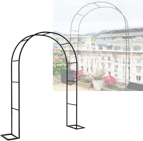MISKYN Arco De Jardín De Metal con Base, Arco De Boda Interior/Exterior Duradero Arcos Decorativos para Rosas Plantas Trepadoras,Blanco,W3.5M*H2.2M