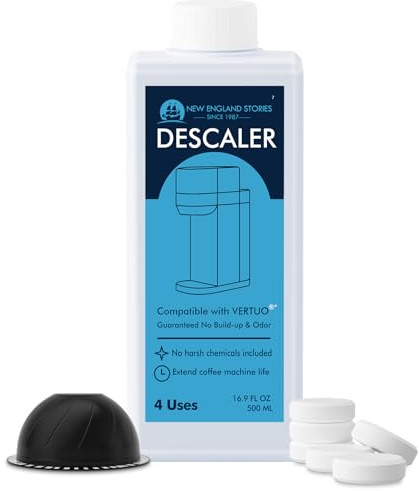 Kit de descalcificación compatible con Nespresso Vertuo, juego de descalcificación de cafetera sin olor, solución de descalcificación líquida para Nespresso, incluye cápsula reutilizable y 12 tabletas