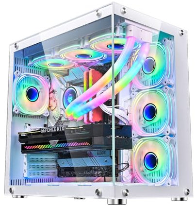 Boitier ATX Boîtiers D'ordinateur, Boîtier De Jeu PC De Taille Moyenne ATX/M-ATX - Port E/S Avant USB 3.0 - Onde Trempée Double Face - Système De Gestion Des Câbles - Prêt For Le Refroidissement Par E