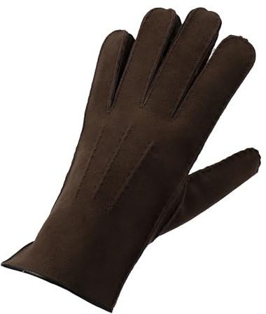 Reissner Lammfelle warme Merino Lammfell Handschuhe für Damen und Herren LUXIOR HDS-FINGER4 in beige, braun und schwarz