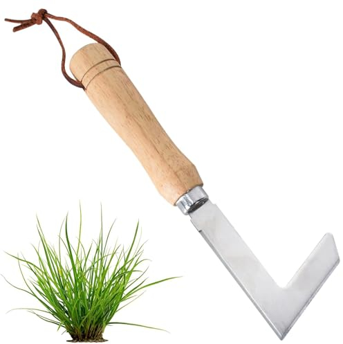 Fugenkratzer, Unkrautkratzer mit Holzgriff, Fugenreiniger Unkrautkratzer, Unkrautkratzer aus Edelstahl, Unkraut Messer zum Entfernen von Moos und Unkraut, Gartenwerkzeug