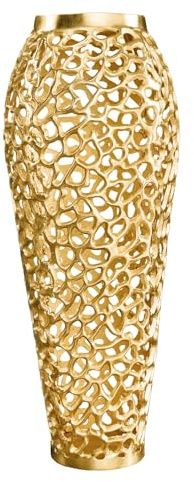 Vase Abstract Leaf 65cm - Gold - Metall-Aluminium-Legierung Blättermuster | Montiert, vielseitig einsetzbar, handgefertigtes Unikat, organische Form, für Trockenblumen oder Zweige, nicht wasserdicht