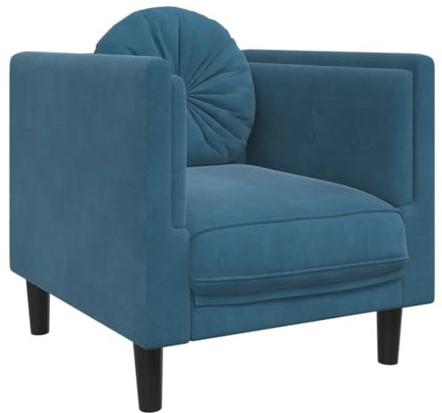 vidaXL Sessel, Polstersessel mit Kissen, Relaxsessel Sofa für Wohnzimmer, Loungesessel Fernsehsessel Polstersofa, Modern, Blau Samt