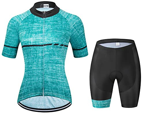 Dam kortärmad cykeltröja set kläder dyna cykel 2 delar, 1, 4XL
