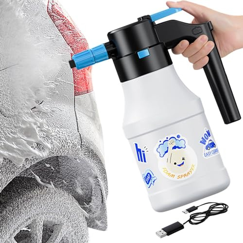 Pulverizador de espuma para coche, pulverizador eléctrico de espuma de 1,5 L con USB, accesorios de lavado de automóviles para lavado de automóviles, pulverizador de espuma alimentado por pilas para