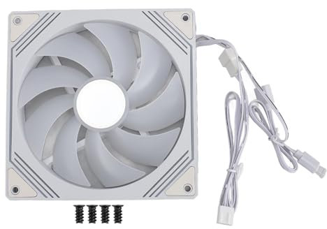 140mm ARGB PWM Chassis Fan, Customizable LEDs Quiet Cooling Fan for CPU PC Computer Case, ARGB Case Cooler Fan Up to 1850RPM, 4Pin Silent Computer CPU Cooler Fans (Regular White)