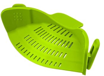 Filtre, bol à pâtes, filtre en silicone, filtre à clip en silicone, canal de lave-vaisselle, convient pour égoutter les pâtes, légumes et fruits (vert)