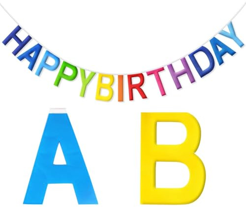 G2PLUS Wiederverwendbar Happy Birthday Girlande Stoff: Nicht Gewebten Wimpelkette Geburtstag, 2.8M Bunt Geburtstagsgirlande für Kinder und Erwachsenen-Geburtstage