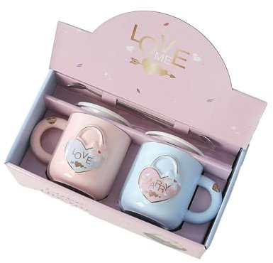 CAPIJIONG 410ml/14oz - Amore Creativo Tazza di Ceramica Casa Personalizzata Coppia Latte Tazza Caffè - Coppia Coppia Coppa Alta Scatola Colore B