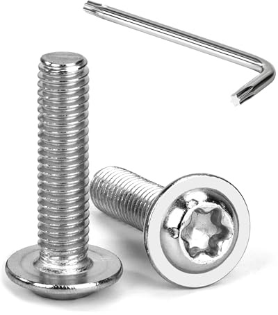 Tunejoy 20 Pièces Vis à Tête Bombée Torx avec Bride M6 x 25 mm Vis à Six Pans Creux en Acier Inoxydable A2 V2A Boulons à Tête Hexagonale avec Clé T30 Filetage Complet
