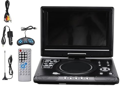 Bärbar DVD-spelare, 9,8 tums bärbar DVD-spelare for hemmabil VCD CD-spel TV-spelare USB-radioadapter Stöd for FM-radio,för hem, bil