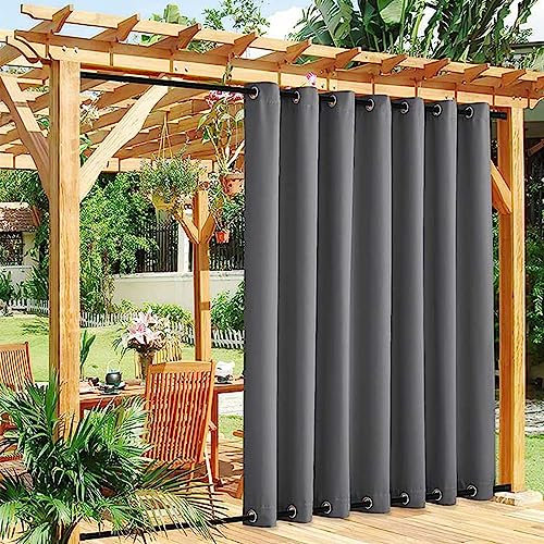 Outdoor Vorhang mit UV-Schutz Blickdicht Drapierpaneel für Pavillon Terrasse Pergola Balkon Grau 1 Paneel Ösen oben und unten B220xH210cm