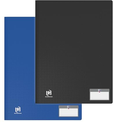 OXFORD Lot de 2 Porte Vues 80 vue / 40 Pochettes A4 Memphis Couverture Polypro Blue et Noir
