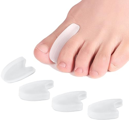 4 PCS Universal Medically Approved Gel Toe Separator for Overlapping Toes - Silicone Toe Separators Clear, Discreet & Moisturises