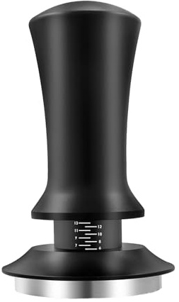 Kaffee Tamper, 53mm Ripple Base Espresso Tamper mit Feder-Auto-Rebound, Kaffeemehlpresser für Siebträgermaschinen, Espresso Stampfer, Barista Zubehör für Cafés und Kaffeeliebhaber