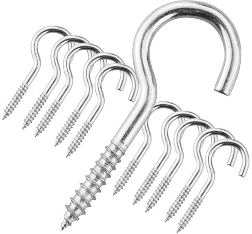12 Pièce M3 Piton à Visser en Acier Inoxydable A2 V2A,Vis à Crochet en C, Crochet à vis Ouvert,M3 Argenté Crochets Robustes,Crochets à vis autotaraudeuses,Pour Hamacs, Auvents