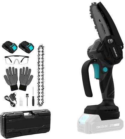 Cecotec MontanaForce 4000 Akku-Astsäge mit Akku, 21 V, 400 W, Geschwindigkeit 25.000 U/min, Knopfschmierer, inklusive 2 Nexus-Batterien, Koffer, Ersatzkette und Zubehör