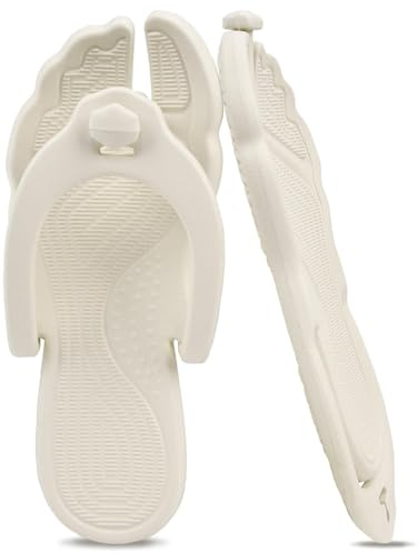 Rosoz Chanclas para mujeres y hombres, zapatillas de viaje plegables, zapatillas de ducha ligeras, para baño, campamento, sandalias de playa, antideslizantes, secado rápido, beige, 38/39 EU