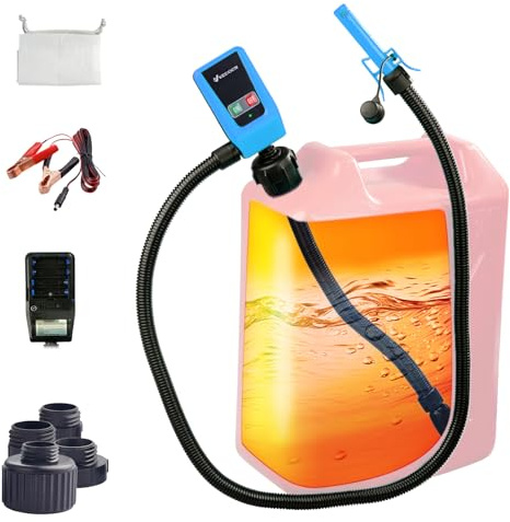 Automatic Fuel Transfer Pump with Auto-Stop, 51'' Extra Long Hose, 3.2 Gallon per Min, Fast and Safe Portable Gas Can Pump for Oil,Battery or DC Powered (Manual Nozzle Type) (blue)