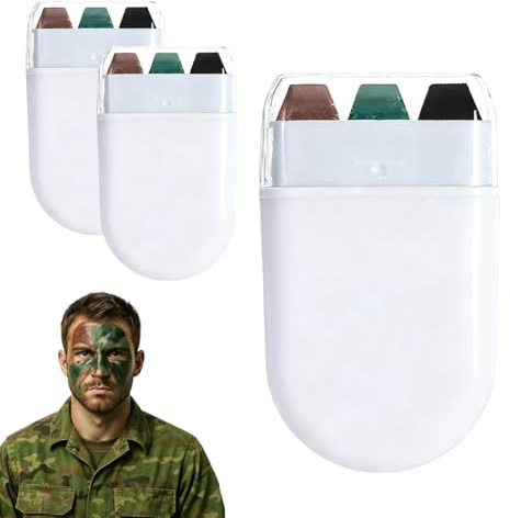 AYVRUOP Tarnschminke Camouflage Creme 3-Farben,3 Pcs Tarnschminke Sticks,Camouflage Make UP,Camouflage Make-up für Gesicht & Körper,Ideal für Jagd,Outdoor,Militär,Einfach Aufzutragen & zu Entfernen