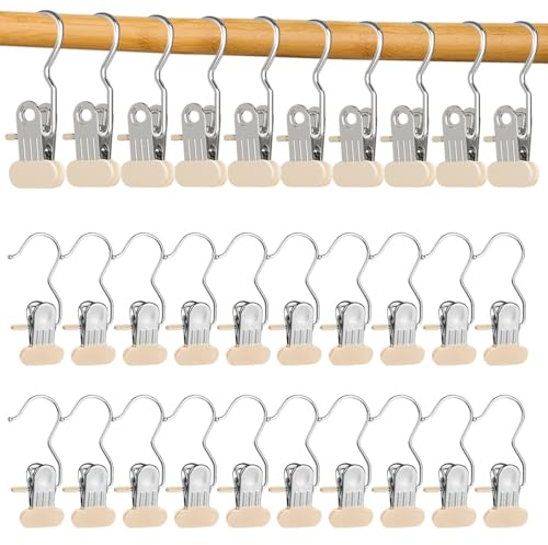 Wäscheklammern Edelstahl rutschfest, 10 Stück Wäsche Haken Boot Clips Schrank Veranstalter Kleiderbügel Clip 360° Drehbarer Stiefelklammern Hosenbügel Wäsche Hängen Haken (20PCS Beige)