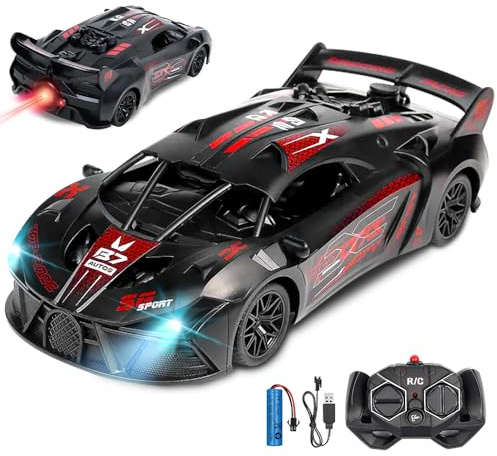 Mineup RC Drift Car, 1:18 Ferngesteuertes Auto, 2,4Ghz RC Cars Spielzeug, Spielzeugauto, 4WD RC Auto Mit Fernbedienung, Spielzeug Rennauto Mit LED-Licht für Ab 5 6 7 8 + Jahre Kinder Erwachsene